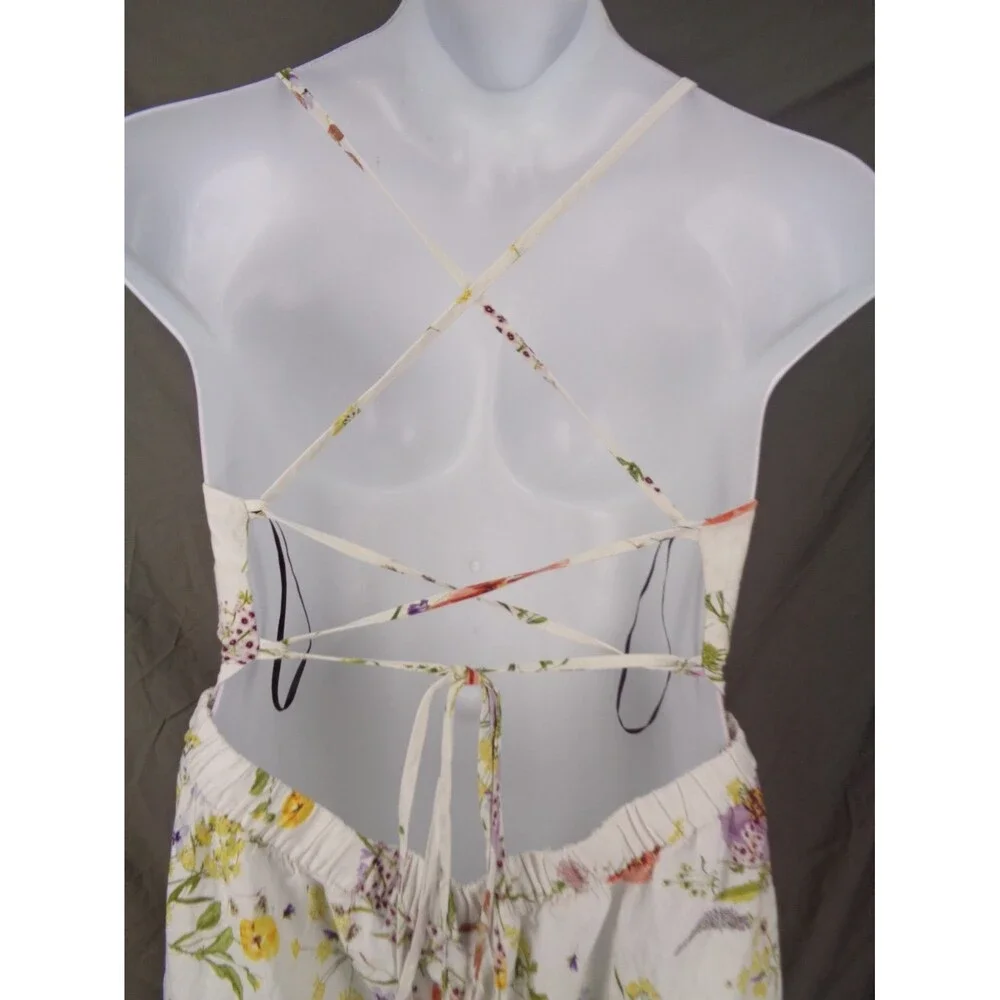 H&M Floral Linen Blend Romper Strappy Size XL Wildflower Meadow Collection New